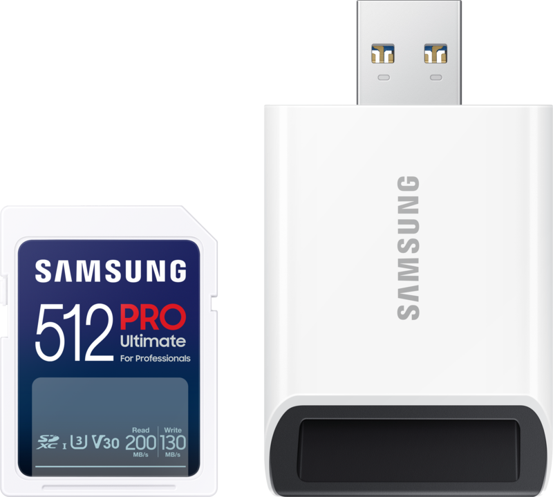 Aanbieding Samsung PRO Ultimate 512 GB (2023) SDXC + USB lezer