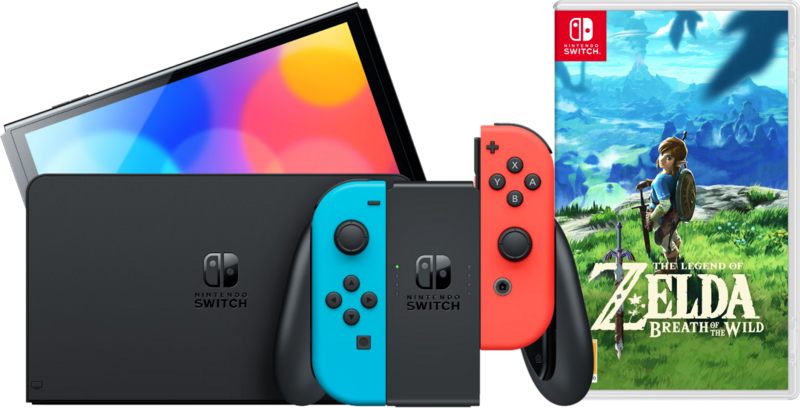 Aanbieding Nintendo Switch OLED Rood/Blauw + The Legend of Zelda: Breath of the Wild