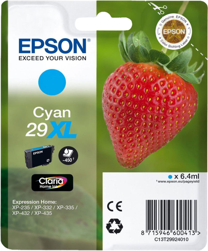 Aanbieding Epson 29XL Cartridge Cyaan