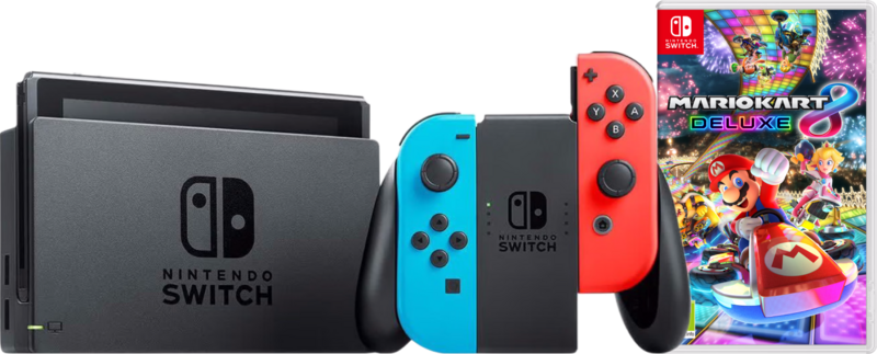 Aanbieding Nintendo Switch Rood/Blauw + Mario Kart 8 Deluxe