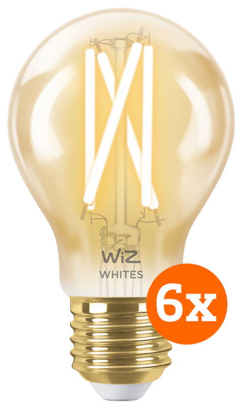 Aanbieding WiZ Smart Filament lamp Standaard Goud 6-pack - Warm tot Koelwit Licht - E27