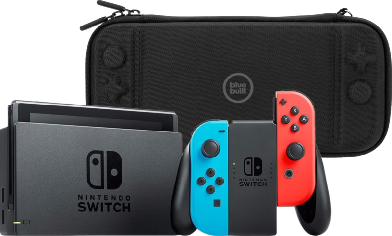 Aanbieding Nintendo Switch Rood/Blauw + BlueBuilt Beschermhoes