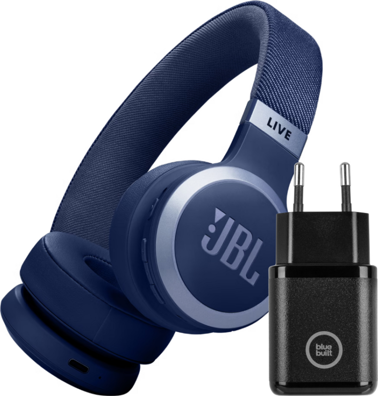 Aanbieding JBL Live 670NC Blauw + BlueBuilt Quick Charge Oplader met Usb A Poort 18W Zwart