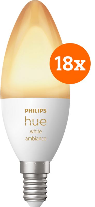Aanbieding Philips Hue White Ambiance E14 18-Pack