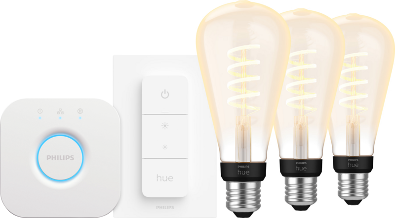 Aanbieding Philips Hue Filament White Ambiance Edison XL 3-Pack Startpakket