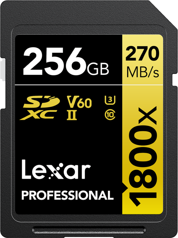 Aanbieding Lexar Professional 1800x GOLD 256GB SDXC 170mb/s