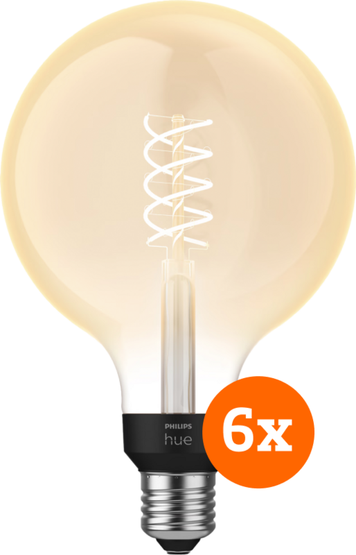 Aanbieding Philips Hue Filamentlamp White Globe XL E27 - 2023 - 6-pack