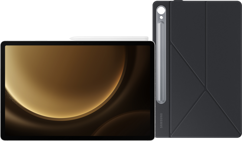 Aanbieding Samsung Galaxy Tab S9 FE Plus 256GB Wifi Zilver + Book Case Zwart