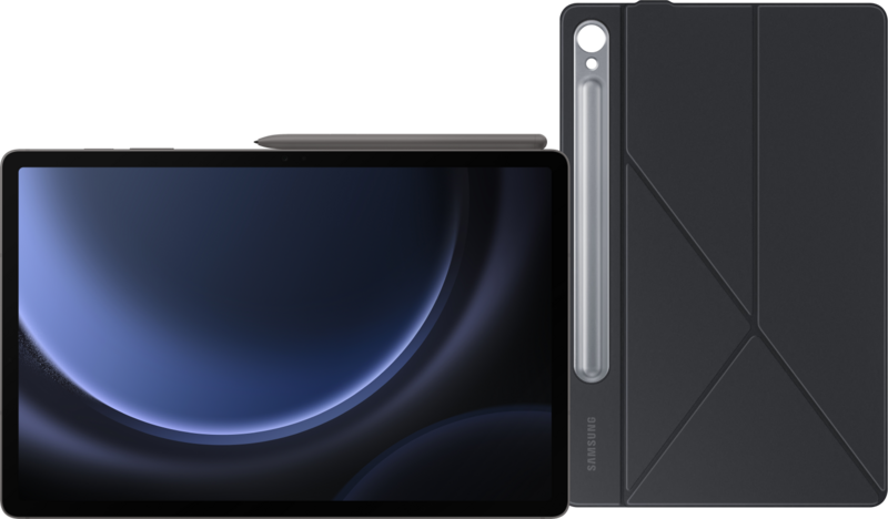 Aanbieding Samsung Galaxy Tab S9 FE Plus 128GB Wifi en 5G Grijs + Book Case Zwart