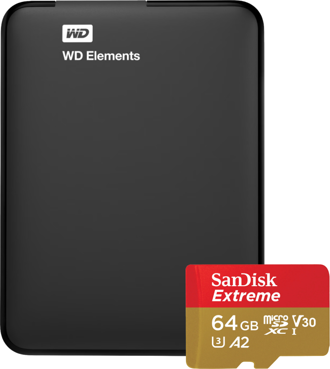 Aanbieding WD Elements Portable 5TB + SanDisk MicroSDXC Extreme 64GB