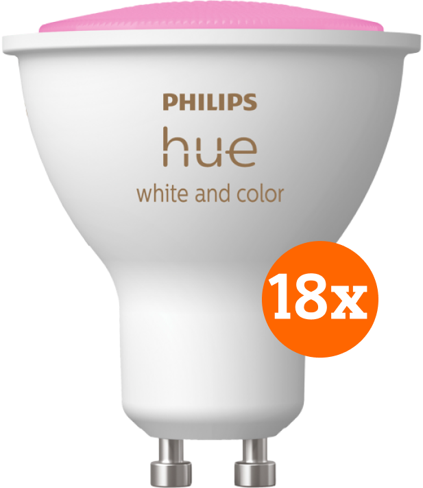 Aanbieding Philips Hue White and Color GU10 18-pack