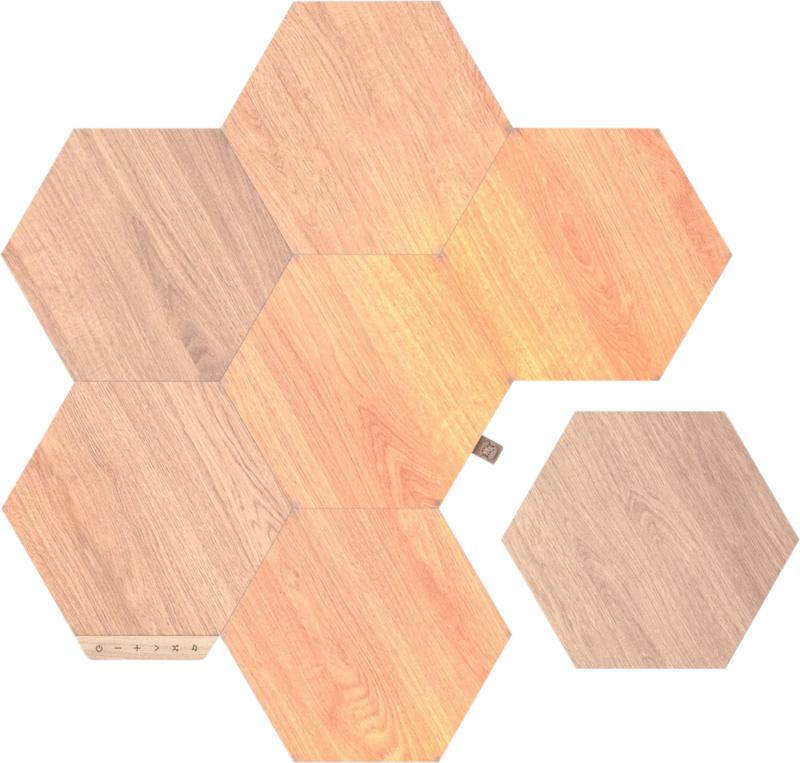 Aanbieding Nanoleaf Elements Wood Look Hexagons Starter Kit 7-Pack