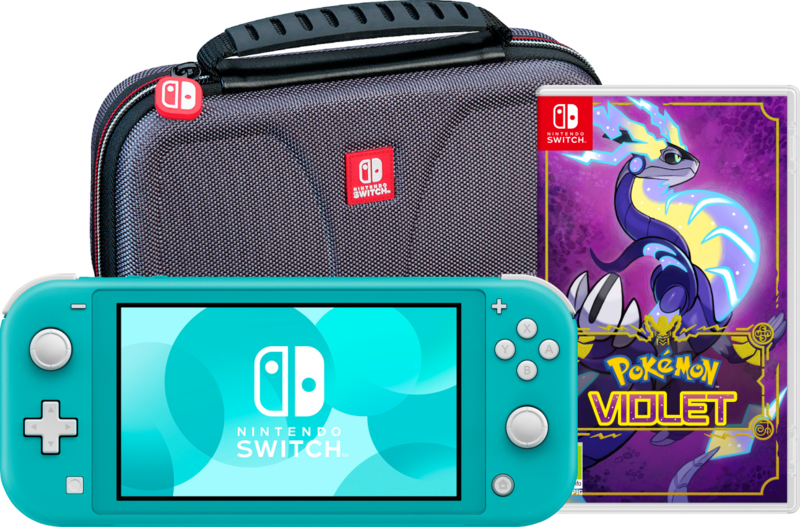 Aanbieding Nintendo Switch Lite Turquoise + Pokémon Violet + Bigben Beschermtas