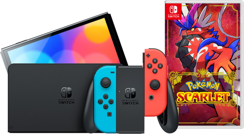 Aanbieding Nintendo Switch OLED Rood/Blauw + Pokémon Scarlet