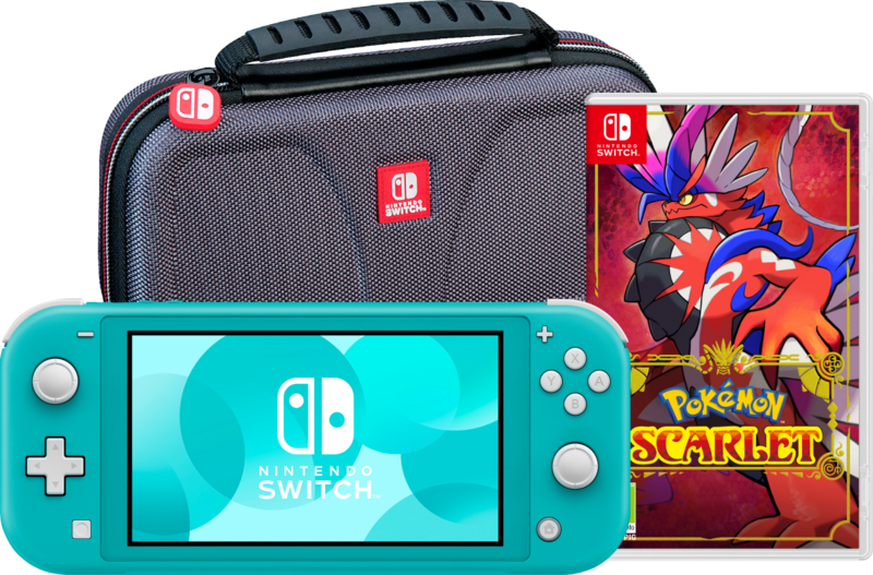 Aanbieding Nintendo Switch Lite Turquoise + Pokémon Scarlet + Bigben Beschermtas