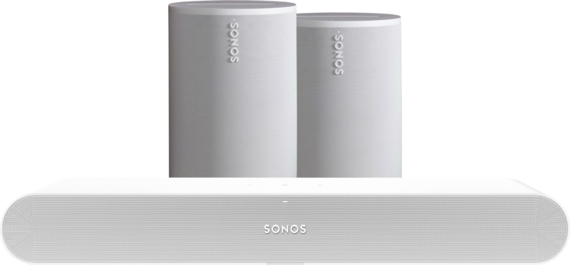 Aanbieding Sonos Ray Wit + 2x ERA 100 Wit